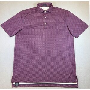 TURTLESON Performance Golf Polo Mens M Navy Red Geometric Stretch Short Sleeve